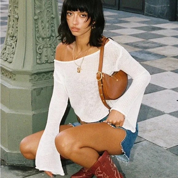 Princess Polly Cafe Pari White Light Spring Summer Sweater - Picture 7 of 8